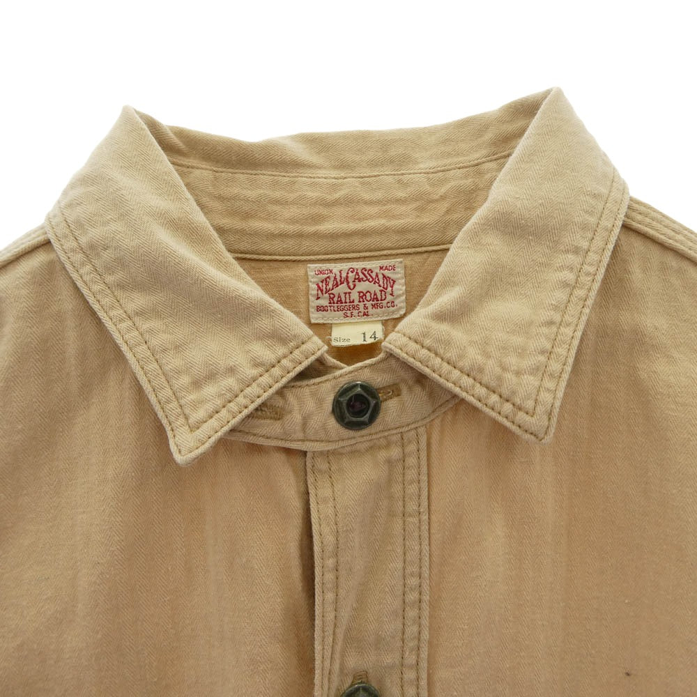 BOOTLEGGERS ブートレガーズ NEAL CASSADY ニールキャサディ ヘリンボーン 長袖 ワーク シャツ ベージュ系 ベージュ系 14【中古】