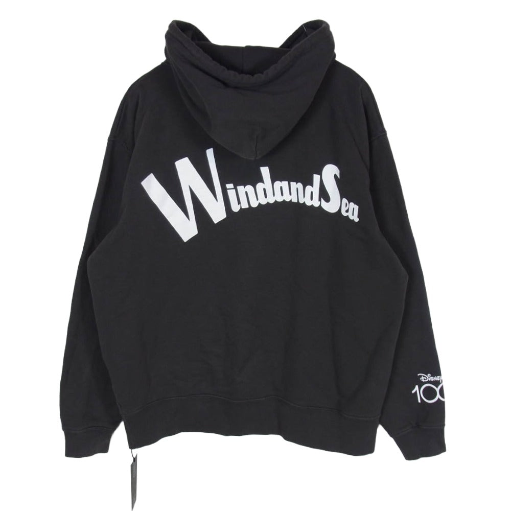 WIND AND SEA ウィンダンシー WDS-C-DSN-23-Q4-01 × Disney ディズニー MICKEY MOUSE HOODIE ディズニー100周年 ミッキーマウス プリント プルオーバーパーカー フーディー チャコール系 M【中古】
