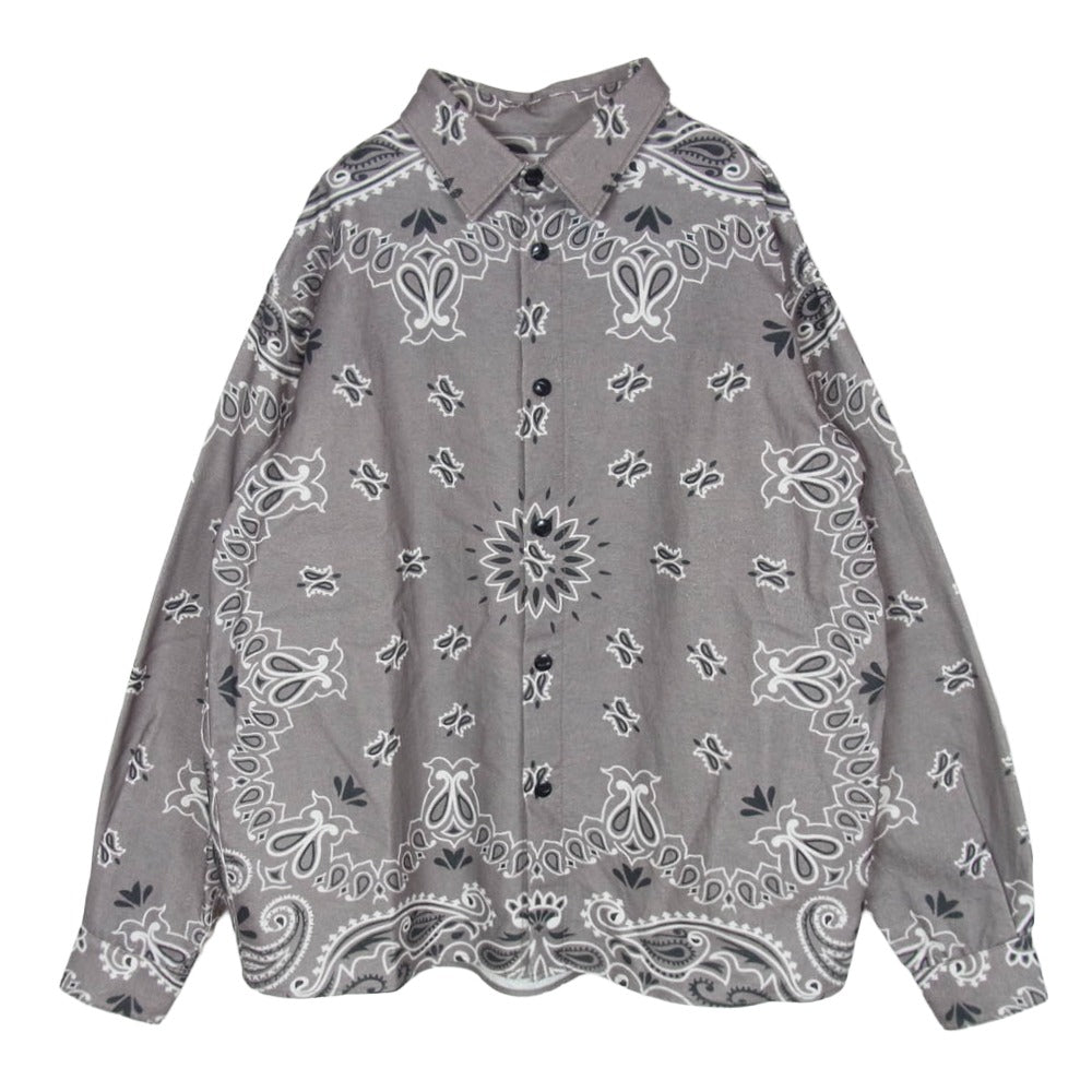 CHALLENGER チャレンジャー 23AW CLG-SH 023-011 L/S BANDANA NEL SHIRT バンダナ柄 長袖 ネルシャツ グレー系 M【中古】