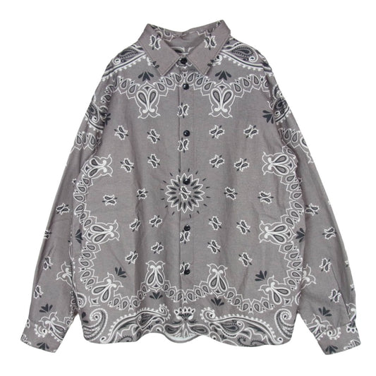 CHALLENGER チャレンジャー 23AW CLG-SH 023-011 L/S BANDANA NEL SHIRT バンダナ柄 長袖 ネルシャツ グレー系 M【中古】