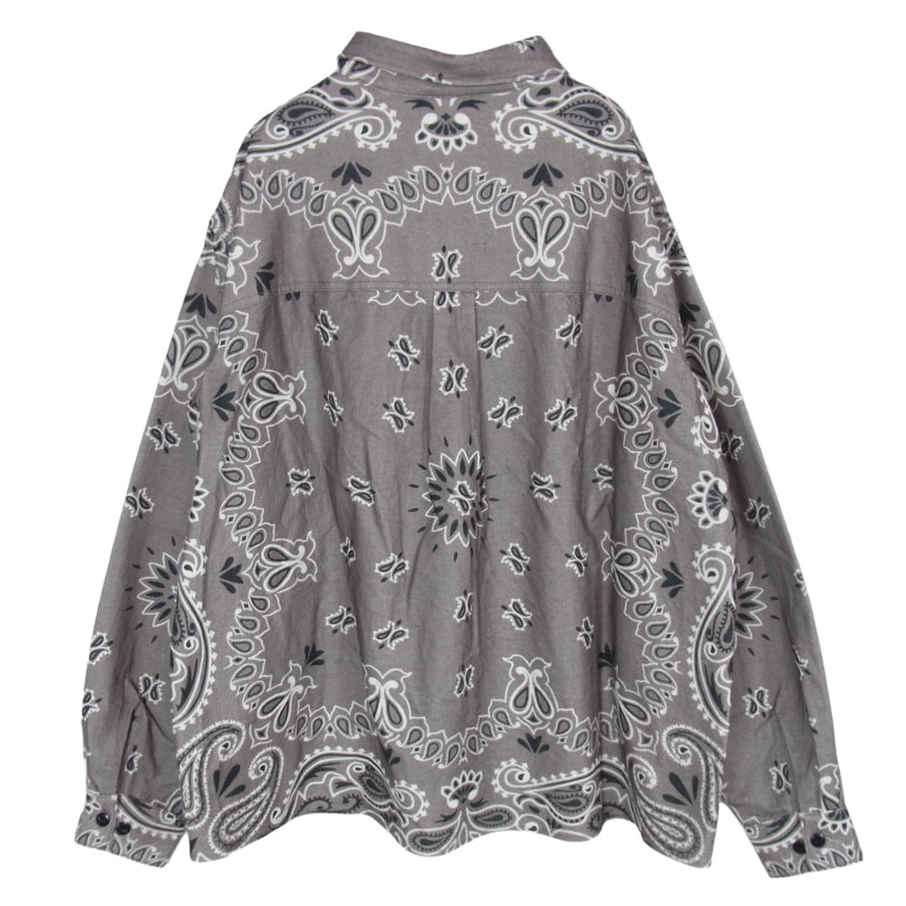CHALLENGER チャレンジャー 23AW CLG-SH 023-011 L/S BANDANA NEL SHIRT バンダナ柄 長袖 ネルシャツ グレー系 M【中古】
