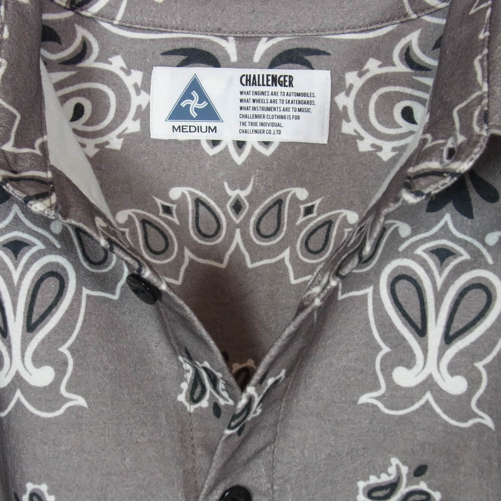 CHALLENGER チャレンジャー 23AW CLG-SH 023-011 L/S BANDANA NEL SHIRT バンダナ柄 長袖 ネルシャツ グレー系 M【中古】
