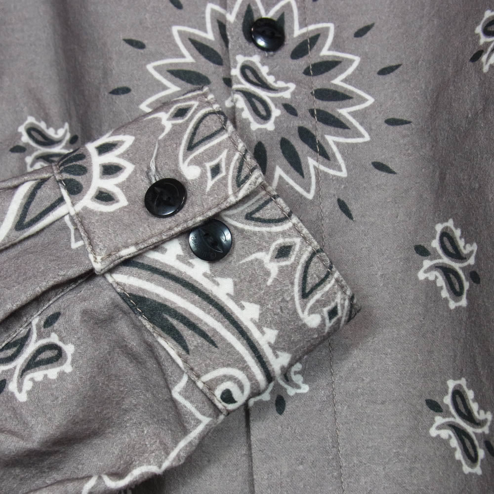 CHALLENGER チャレンジャー 23AW CLG-SH 023-011 L/S BANDANA NEL SHIRT バンダナ柄 長袖 ネルシャツ グレー系 M【中古】