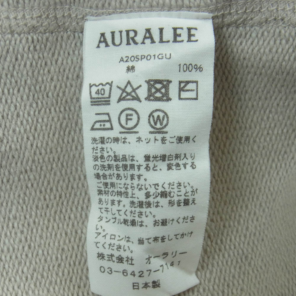 AURALEE オーラリー 20SS A20SP01GU SUPER SOFT SWEAT BIG B/O スーパー ソフト スウェット プルオーバー パーカー フーディー ライトグレー系 4【中古】