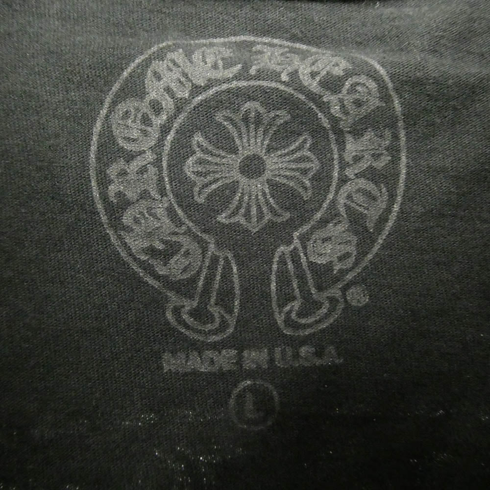 CHROME HEARTS クロムハーツ（原本無） 国内正規品 CH T-SHIRT バックプリント スクロールラベル クルーネック 半袖 Tシャツ ブラック系 L【中古】