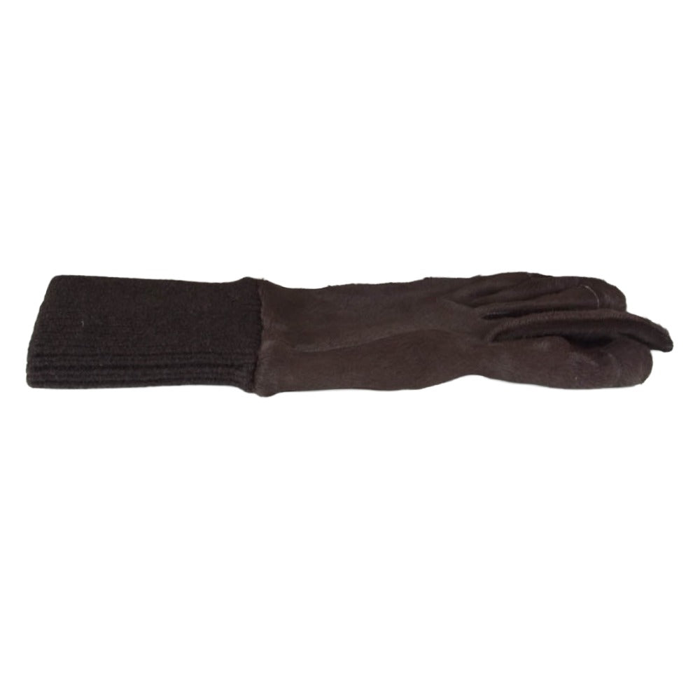 Rick Owens リックオウエンス 23AW RR02C7458-LCF SHORT RIBCUFF GLOVES ショート リブカフ ハラコ素材 グローブ 手袋 ブラウン系 7.5【中古】