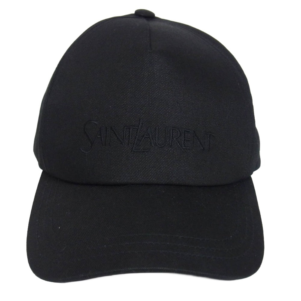 SAINT LAURENT サンローラン 778063 3YP19 ロゴ刺繍 ベースボールキャップ 帽子 ブラック系 59【中古】