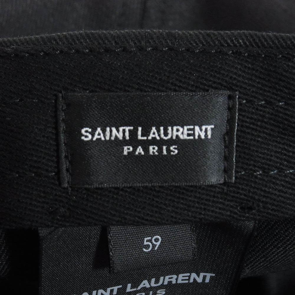 SAINT LAURENT サンローラン 778063 3YP19 ロゴ刺繍 ベースボールキャップ 帽子 ブラック系 59【中古】