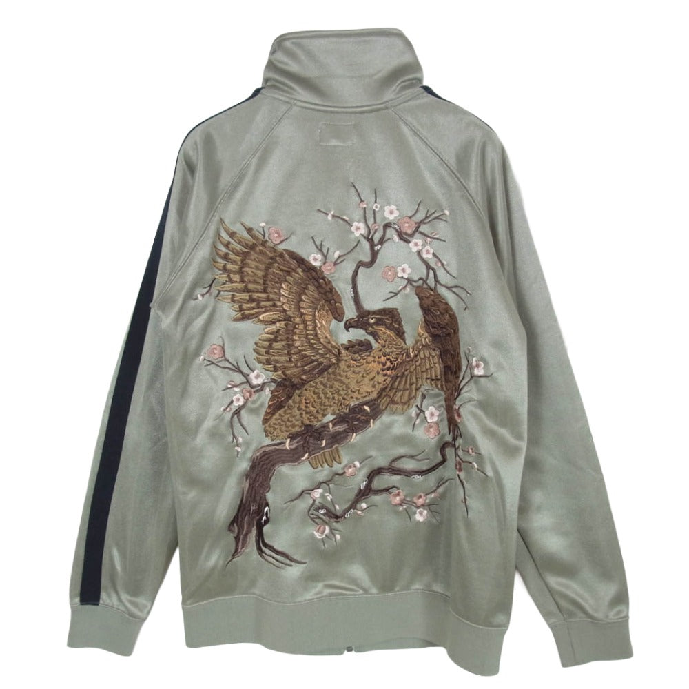 TAKEO KIKUCHI タケオキクチ 170-38140 チェリーブロッサム エンブロイダリー 桜刺繍 サイドライン トラックジャケット ジャージ モスグリーン系 2【美品】【中古】