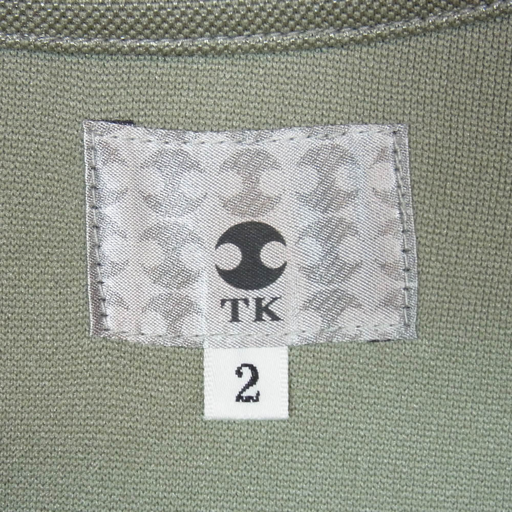 TAKEO KIKUCHI タケオキクチ 170-38140 チェリーブロッサム エンブロイダリー 桜刺繍 サイドライン トラックジャケット ジャージ モスグリーン系 2【美品】【中古】