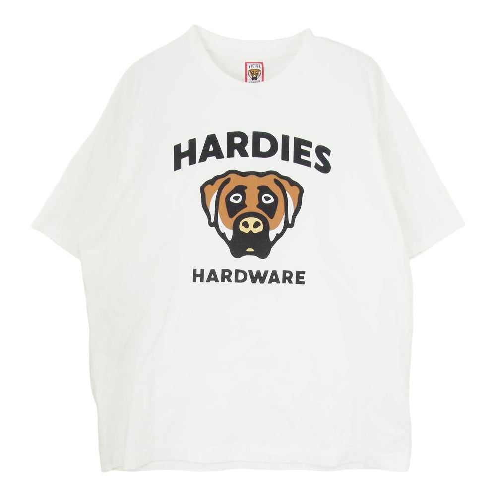 ビクタービクターワールドワイド × Hardies Hardware ハーディーズ ハードウェア ドッグ ロゴプリント Tシャツ 半袖カットソー ホワイト系 サイズ表記無【中古】