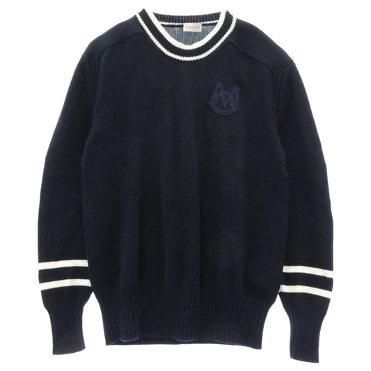 MONCLER モンクレール 23AW I20919C00002 M1509 モンクレールジャパンタグ GIROCOLLO TRICOT モノグラムパッチ コットン ニット セーター ネイビー系 XL【中古】