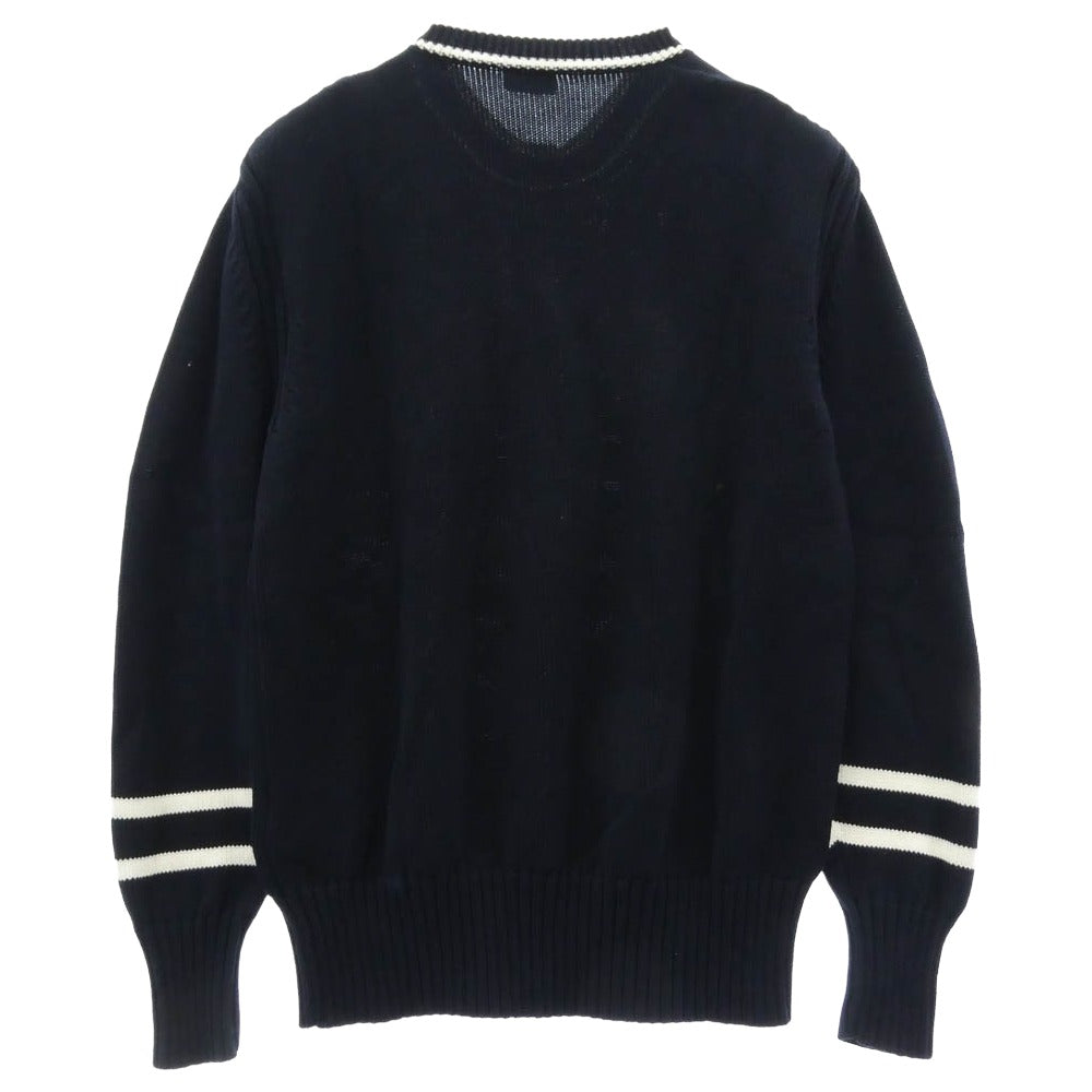 MONCLER モンクレール 23AW I20919C00002 M1509 モンクレールジャパンタグ GIROCOLLO TRICOT モノグラムパッチ コットン ニット セーター ネイビー系 XL【中古】