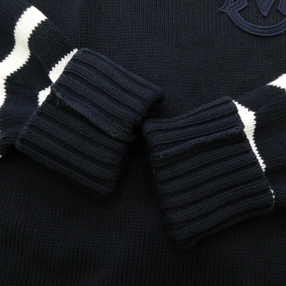 MONCLER モンクレール 23AW I20919C00002 M1509 モンクレールジャパンタグ GIROCOLLO TRICOT モノグラムパッチ コットン ニット セーター ネイビー系 XL【中古】