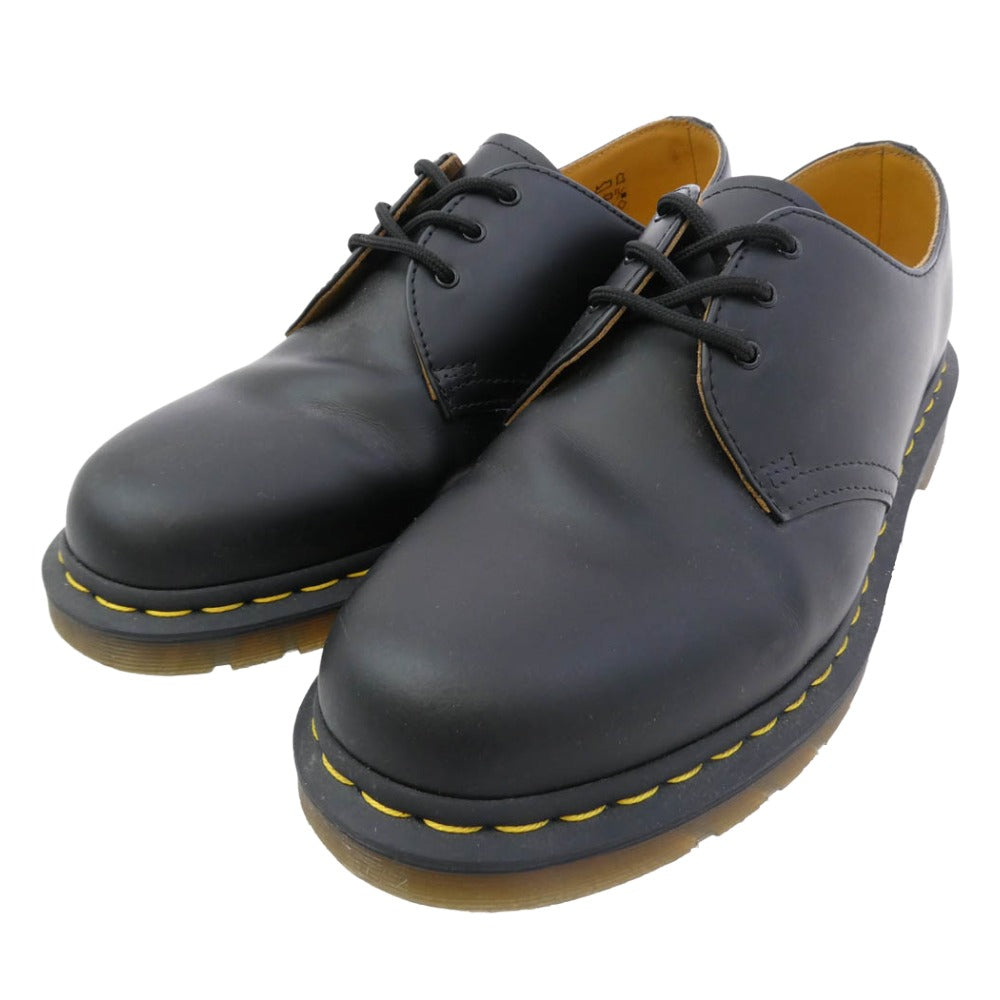 Dr.Martens ドクターマーチン イエロー ステッチ ３ホール レザー シューズ ブラック系 ブラウン系 UK10【中古】