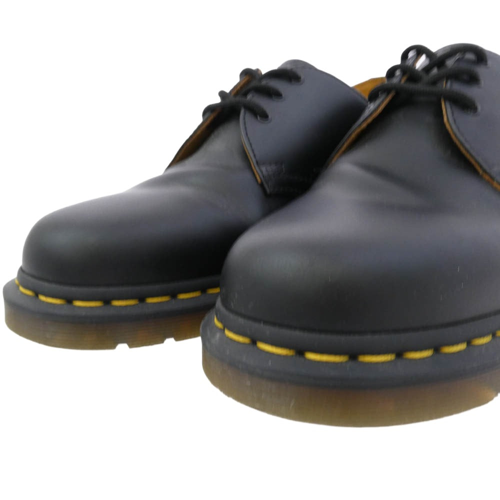 Dr.Martens ドクターマーチン イエロー ステッチ ３ホール レザー シューズ ブラック系 ブラウン系 UK10【中古】