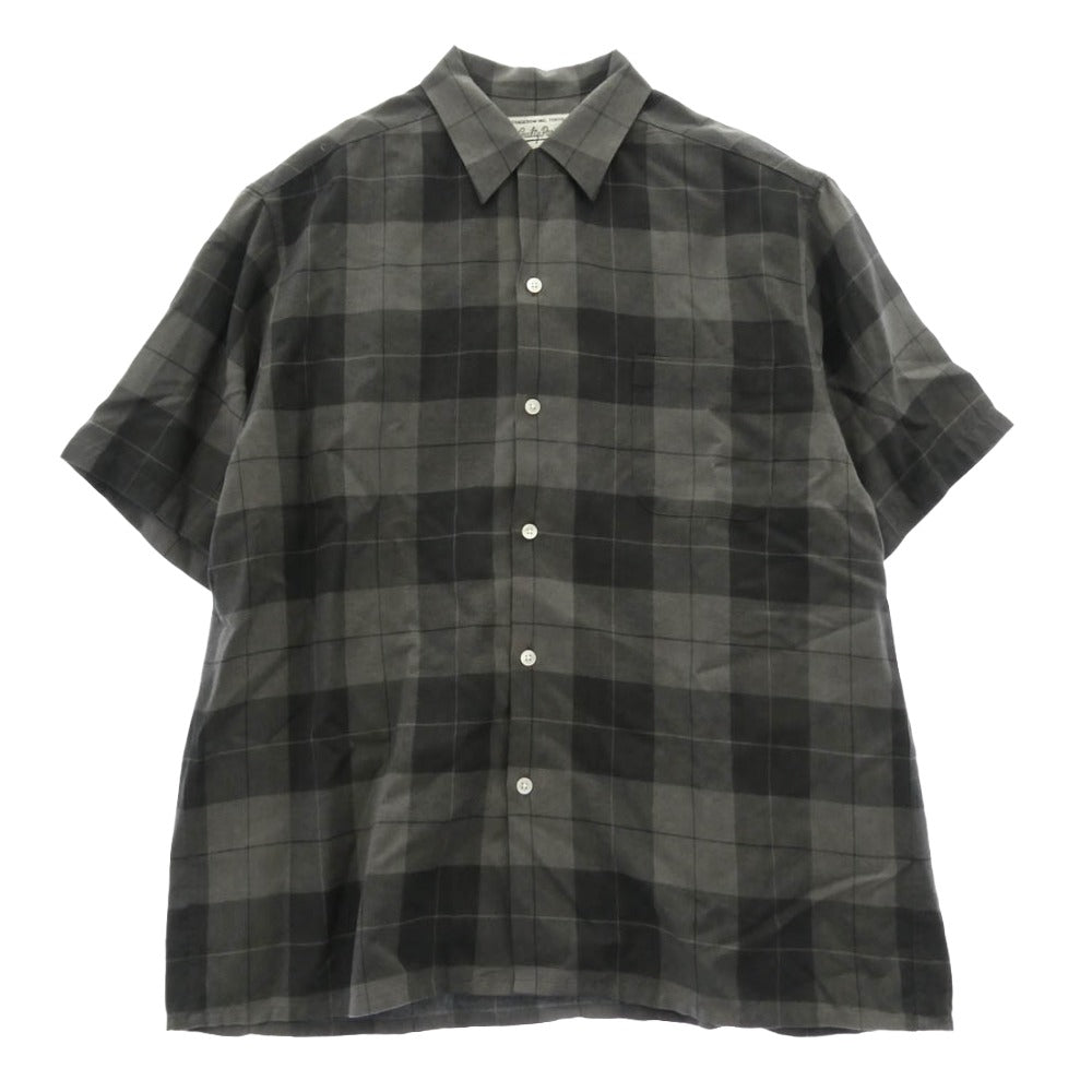 WACKO MARIA ワコマリア OMBRE CHECK OPEN COLLAR SHIRT オンブレチェック 半袖 シャツ グレー系 ブラック系 XL【中古】