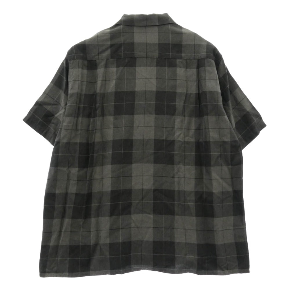 WACKO MARIA ワコマリア OMBRE CHECK OPEN COLLAR SHIRT オンブレチェック 半袖 シャツ グレー系 ブラック系 XL【中古】
