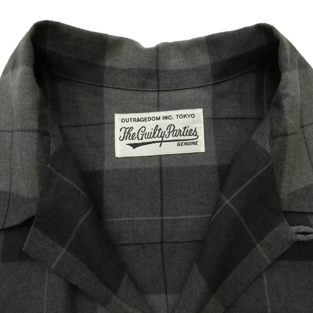 WACKO MARIA ワコマリア OMBRE CHECK OPEN COLLAR SHIRT オンブレチェック 半袖 シャツ グレー系 ブラック系 XL【中古】
