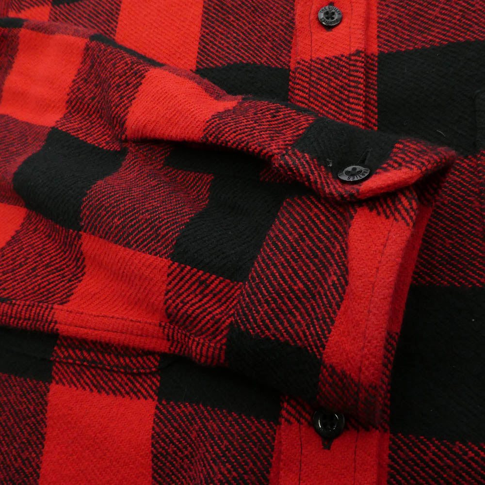 WACKO MARIA ワコマリア 24SS BLOCK CHECK FLANNEL SHIRT ロゴ ブロックチェック フランネル 長袖 シャツ レッド系 XL【中古】