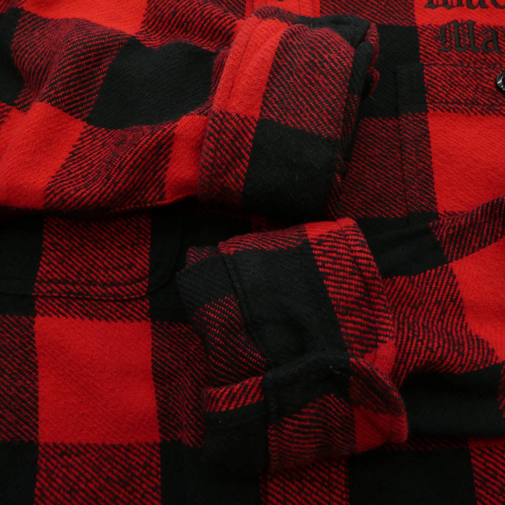 WACKO MARIA ワコマリア 24SS BLOCK CHECK FLANNEL SHIRT ロゴ ブロックチェック フランネル 長袖 シャツ レッド系 XL【中古】