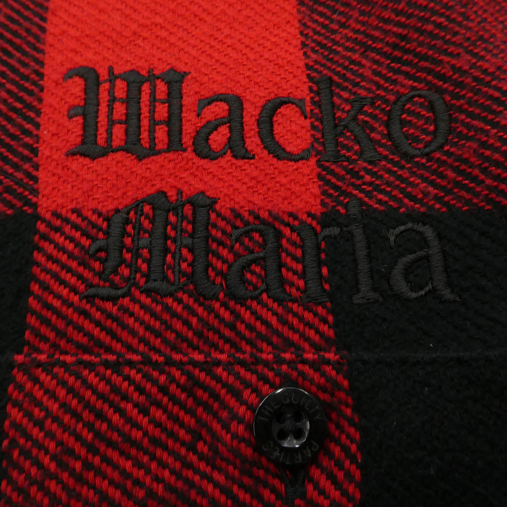 WACKO MARIA ワコマリア 24SS BLOCK CHECK FLANNEL SHIRT ロゴ ブロックチェック フランネル 長袖 シャツ レッド系 XL【中古】