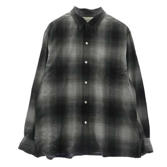 WACKO MARIA ワコマリア OMBRE CHECK OPEN COLLAR SHIRT L/S オンブレチェック 長袖 シャツ グレー ブラック系 グレー系 XL【中古】