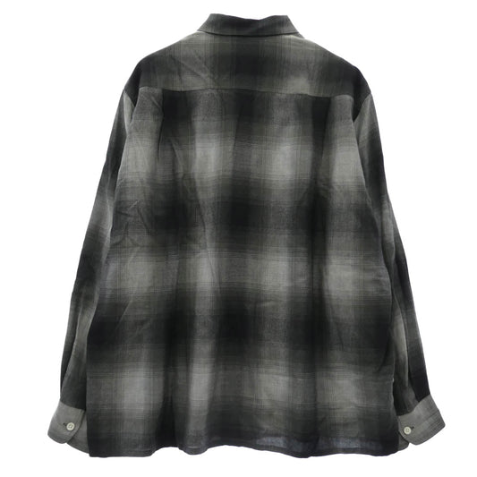 WACKO MARIA ワコマリア OMBRE CHECK OPEN COLLAR SHIRT L/S オンブレチェック 長袖 シャツ グレー ブラック系 グレー系 XL【中古】