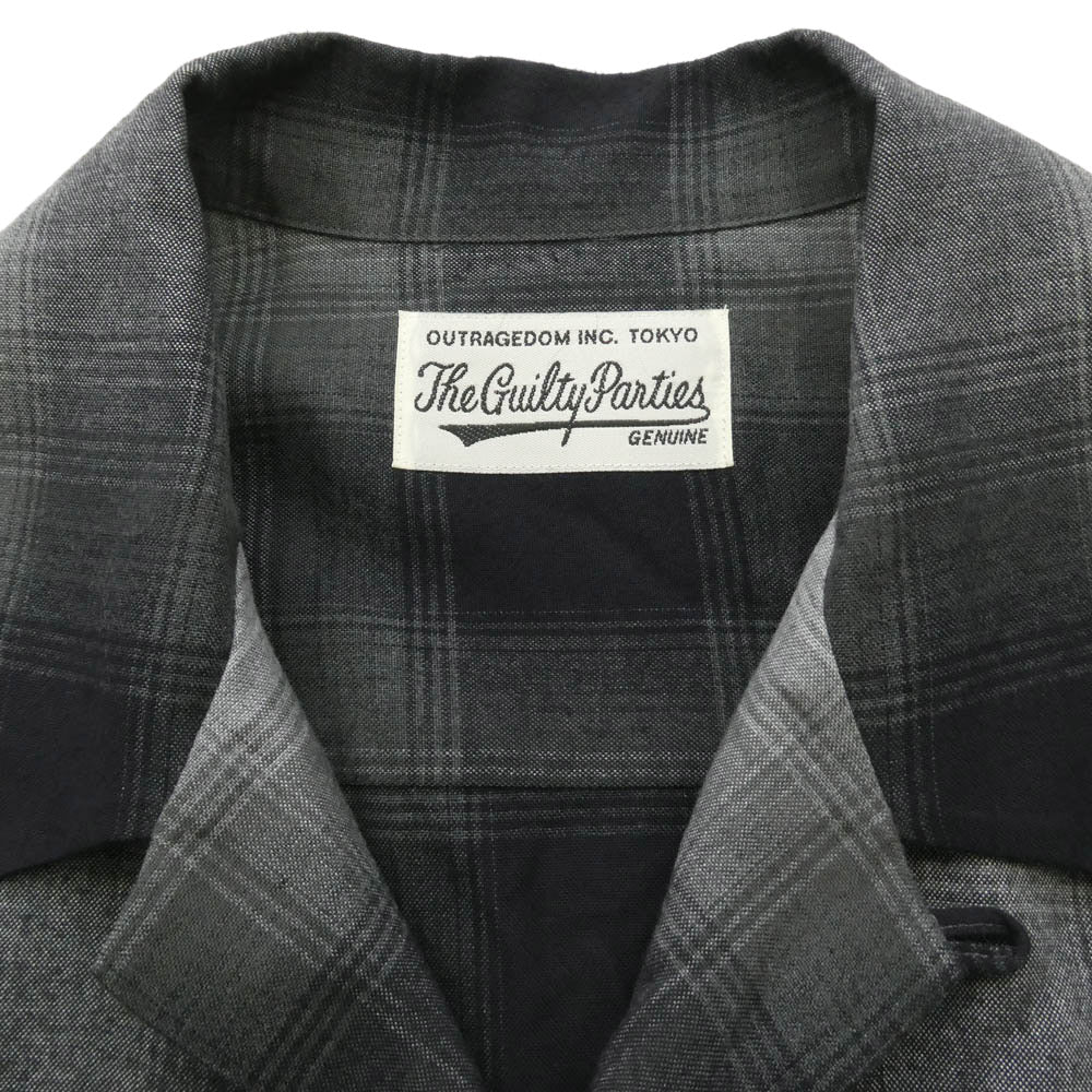 WACKO MARIA ワコマリア OMBRE CHECK OPEN COLLAR SHIRT L/S オンブレチェック 長袖 シャツ グレー ブラック系 グレー系 XL【中古】
