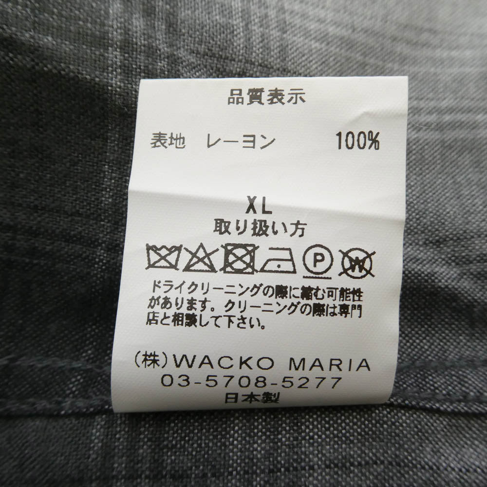 WACKO MARIA ワコマリア OMBRE CHECK OPEN COLLAR SHIRT L/S オンブレチェック 長袖 シャツ グレー ブラック系 グレー系 XL【中古】