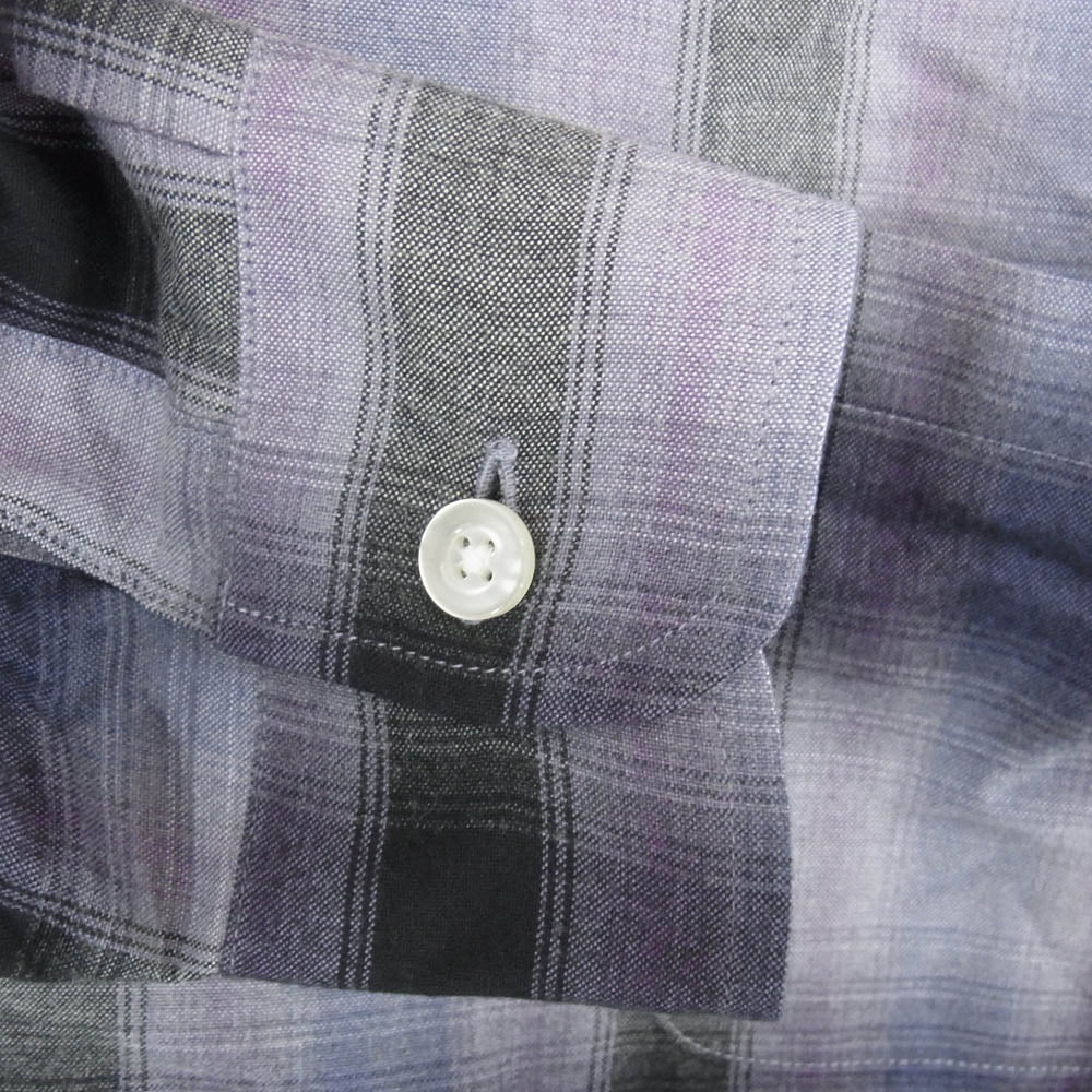 WACKO MARIA ワコマリア OMBRE CHECK OPEN COLLAR SHIRT L/S オンブレチェック 長袖 シャツ パープル パープル系 XL【中古】