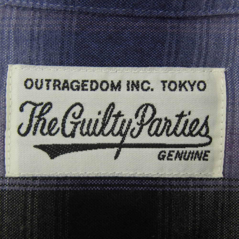 WACKO MARIA ワコマリア OMBRE CHECK OPEN COLLAR SHIRT L/S オンブレチェック 長袖 シャツ パープル パープル系 XL【中古】