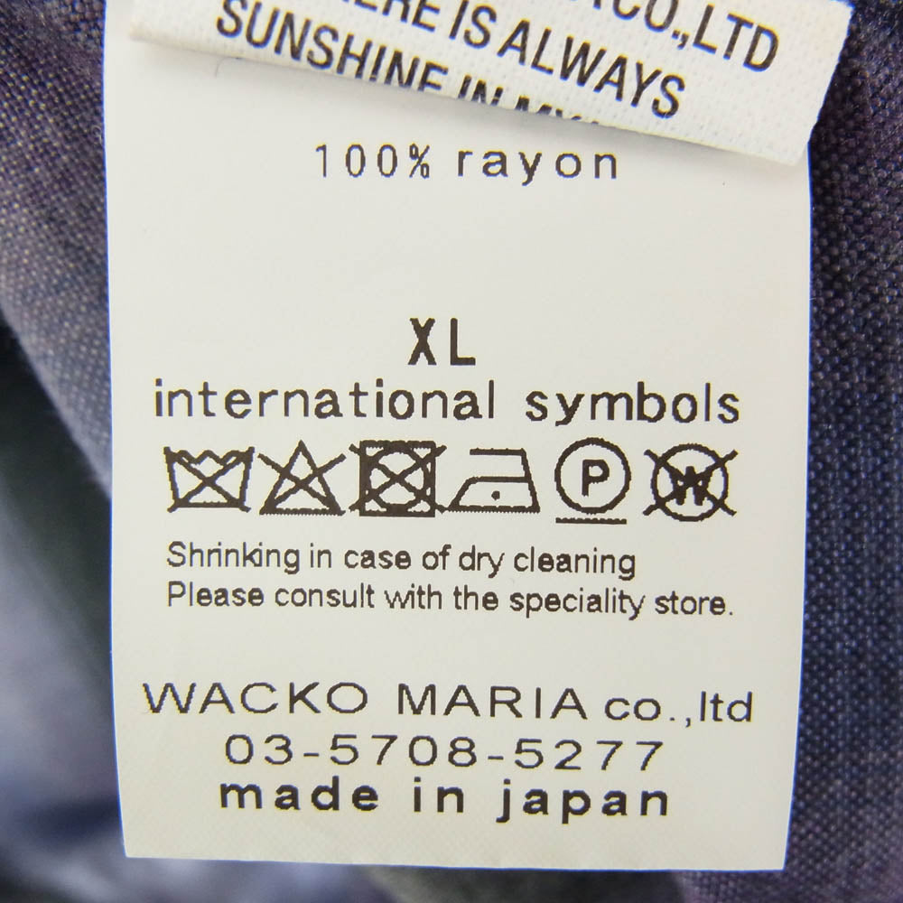 WACKO MARIA ワコマリア OMBRE CHECK OPEN COLLAR SHIRT L/S オンブレチェック 長袖 シャツ パープル パープル系 XL【中古】