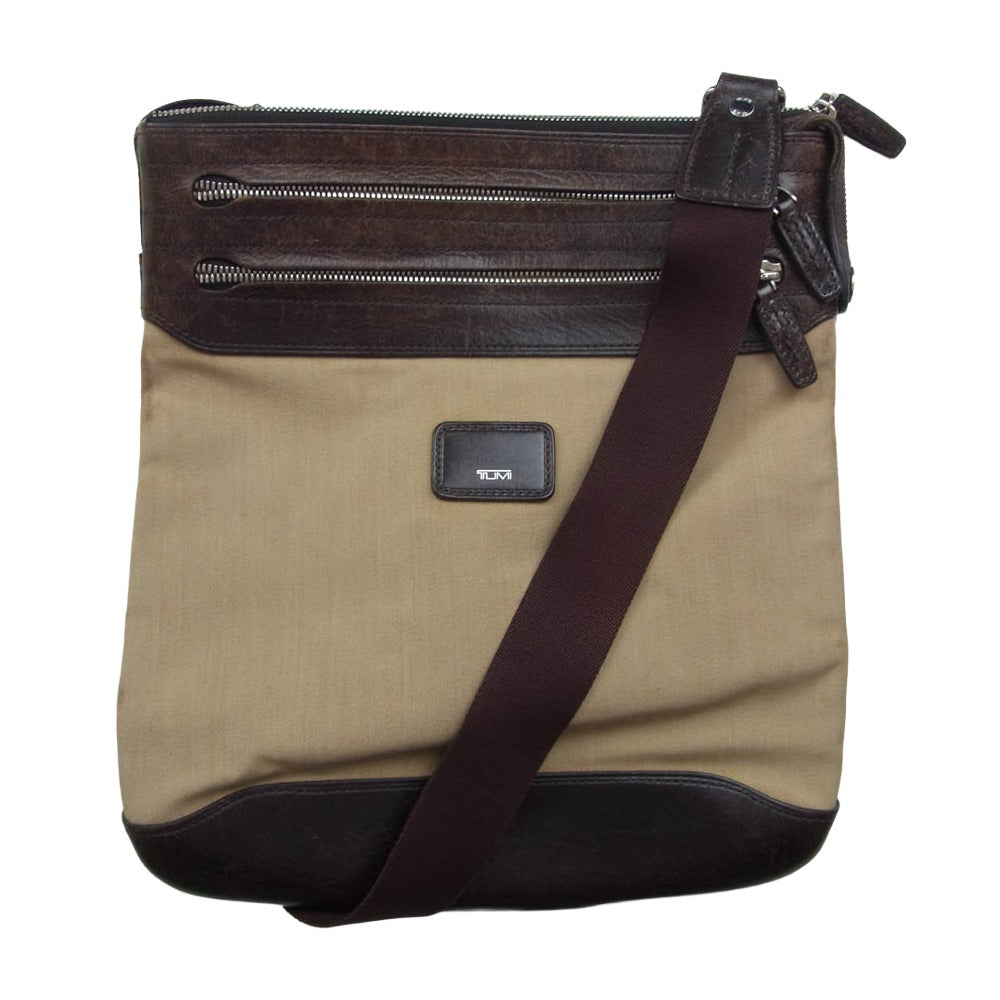 TUMI トゥミ 24105 レザー切替 ショルダーバッグ ベージュ系【中古】