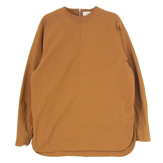 HYKE ハイク 23AW 232-15179-305 TASLAN TWILL TOP タスラン ツイル トップ 背面ジップ プルオーバー 長袖 ブラウス チュニック ブラウン系 S【中古】