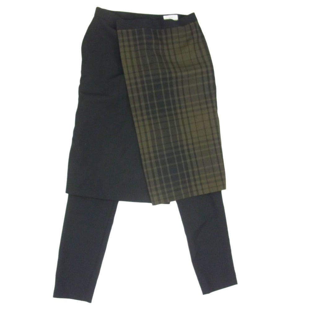 HYKE ハイク 16AW 162-13075-021 チェック柄 ウール スカート レイヤード パンツ ブラック系 2【中古】