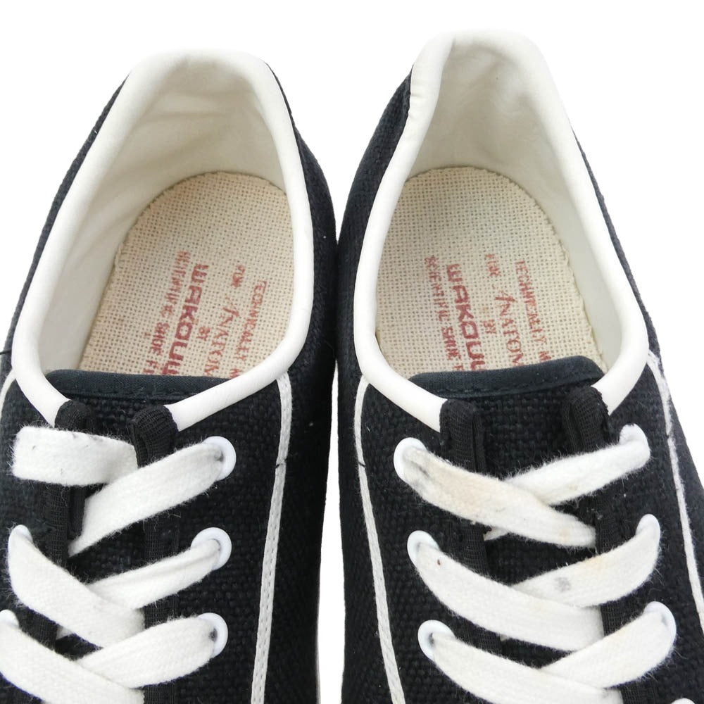 ANATOMICA アナトミカ WAKOUWA ワクワ キャンバス デッキシューズ ブラック系 ホワイト系 24.5cm【中古】