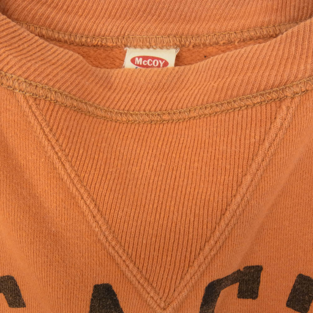 The REAL McCOY'S ザリアルマッコイズ 旧マッコイ McCOY Sportswear フリーダムスリーブ 前V プリント スウェット オレンジ系 36【中古】