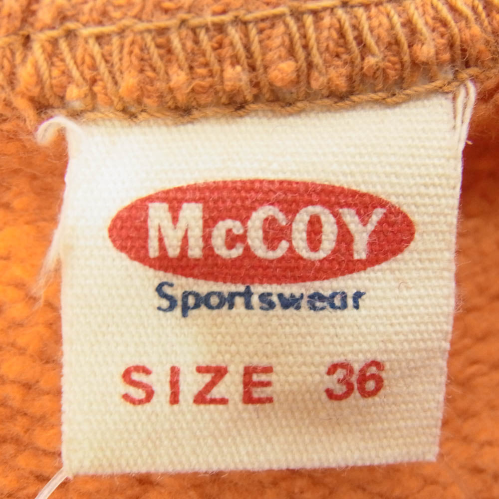 The REAL McCOY'S ザリアルマッコイズ 旧マッコイ McCOY Sportswear フリーダムスリーブ 前V プリント スウェット オレンジ系 36【中古】