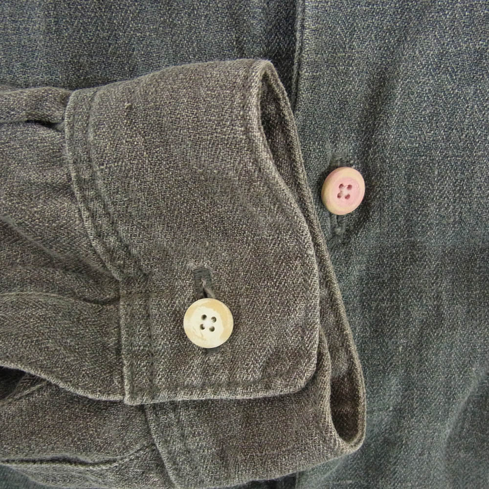 VISVIM ビズビム 14SS 0114105011017 LONG RIDER SHIRT L/S HERRINGBONE ヘリンボーン ロング ライダー スタンドカラー リネン 長袖 シャツ グレー系 2【美品】【中古】