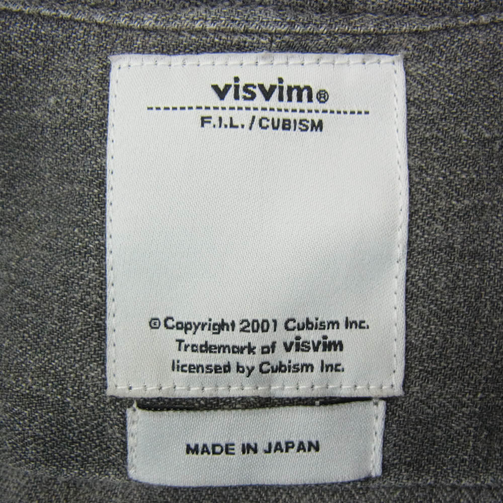 VISVIM ビズビム 14SS 0114105011017 LONG RIDER SHIRT L/S HERRINGBONE ヘリンボーン ロング ライダー スタンドカラー リネン 長袖 シャツ グレー系 2【美品】【中古】
