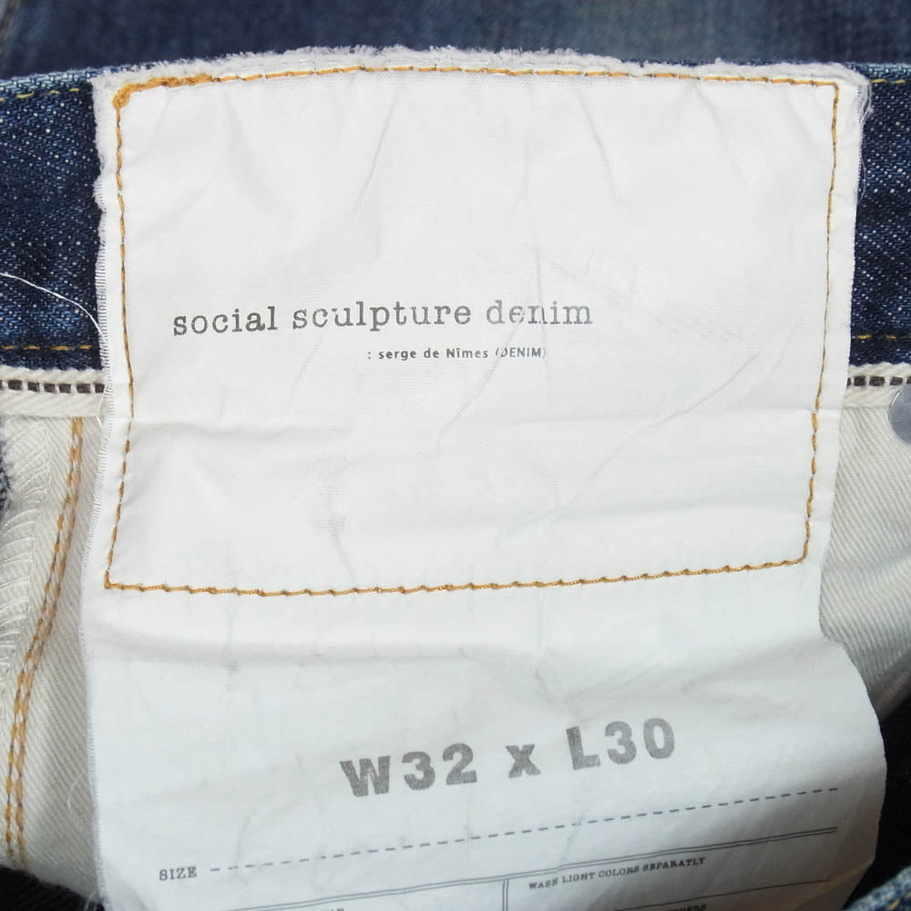 VISVIM ビズビム 14SS 0114105005002 SOCIAL SCULPTURE ソーシャルスカルプチャー デニム セルビッチ デニム パンツ インディゴブルー系 W32【中古】