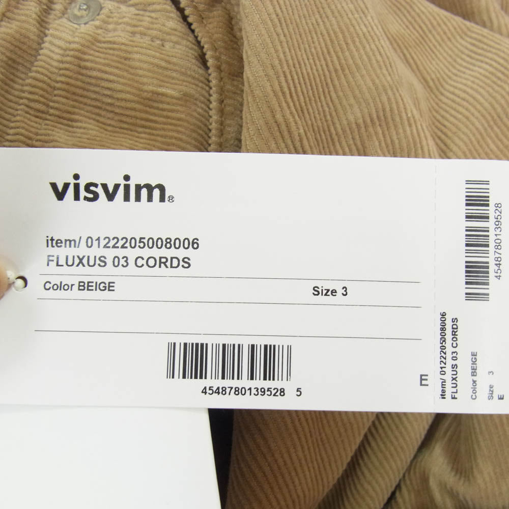 VISVIM22AW 0122205008006 FLUXUS 03 CORDSコーデュロイパンツ
