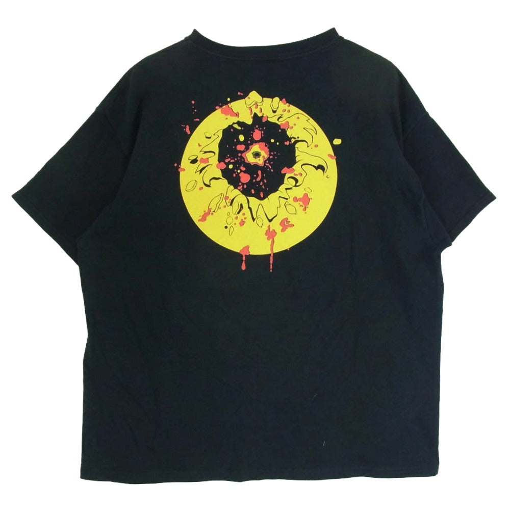 ヴィンテージ 90s 00s SMILEY break through FACE T-shirt ぶち抜き スマイル フェイス 半袖 Tシャツ ブラック系 XL【中古】