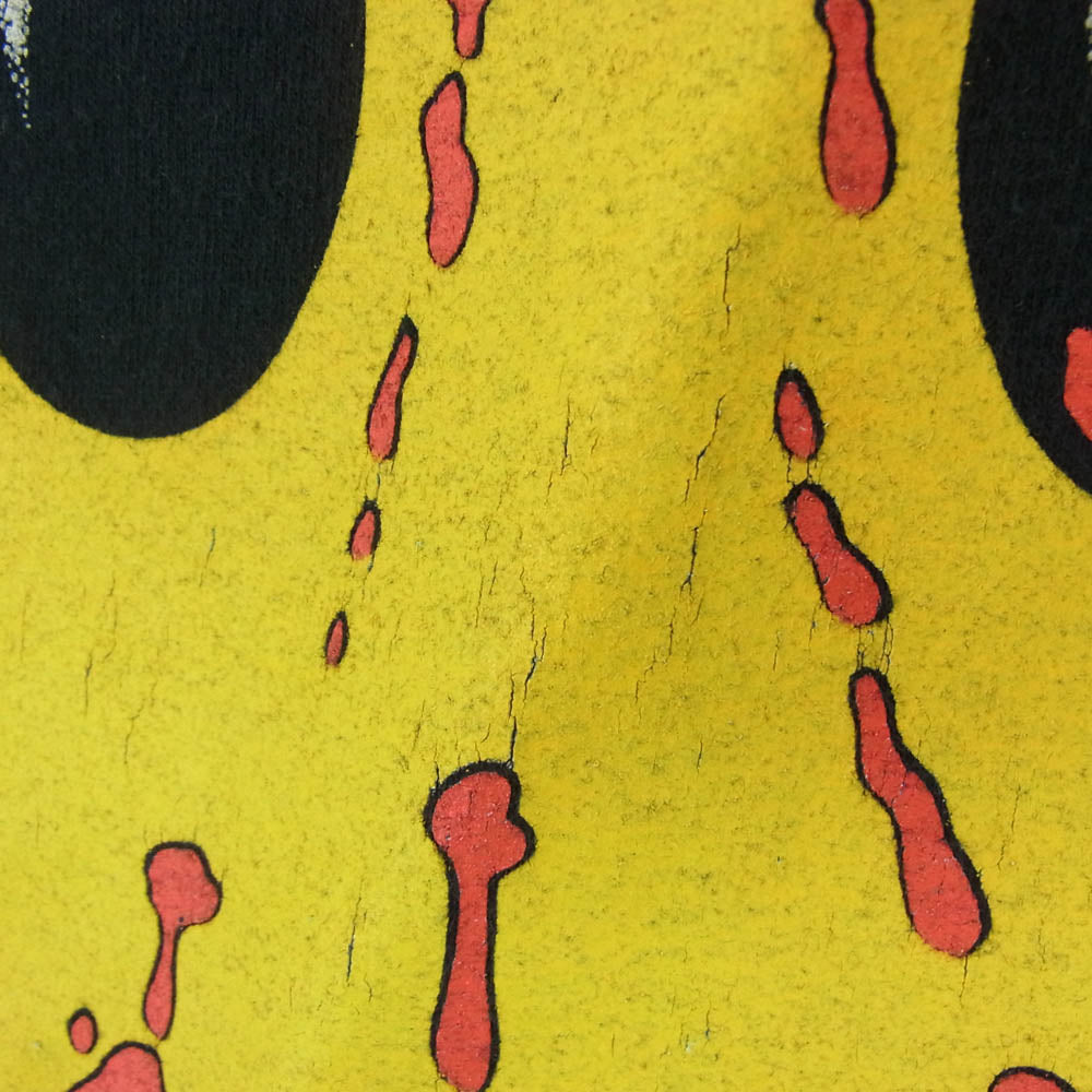ヴィンテージ 90s 00s SMILEY break through FACE T-shirt ぶち抜き スマイル フェイス 半袖 Tシャツ ブラック系 XL【中古】