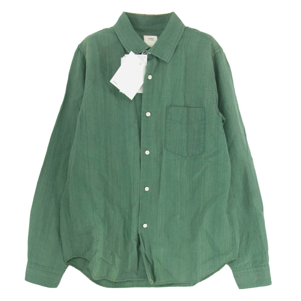 VISVIM ビズビム 18SS 0118105011021 JUMBO SHIRT L/S INDIGO SKEIN DYE GREEN ジャンボ シャツ ロングスリーブ インディゴ スケインダイ グリーン インディゴ染め 藍染 ビッグシルエット 長袖 シャツ グリーン系 2【中古】