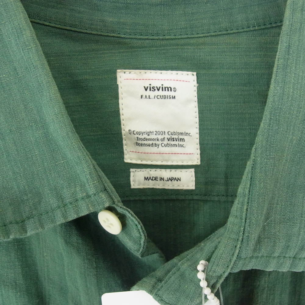 VISVIM ビズビム 18SS 0118105011021 JUMBO SHIRT L/S INDIGO SKEIN DYE GREEN ジャンボ シャツ ロングスリーブ インディゴ スケインダイ グリーン インディゴ染め 藍染 ビッグシルエット 長袖 シャツ グリーン系 2【中古】