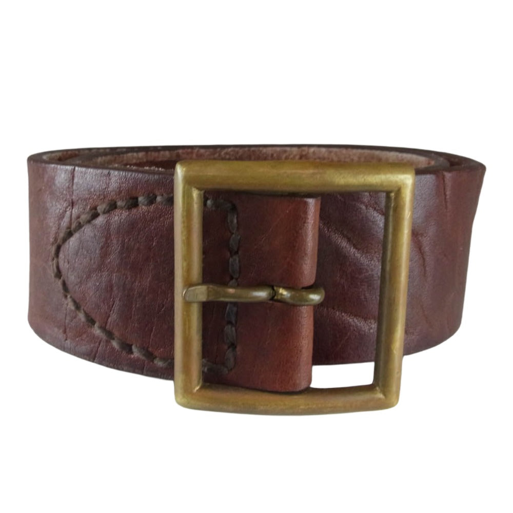 VISVIM ビズビム 13AW 0113203003007 YOGI BELT 50MM ヨギ ベルト 50ミリ スクエア バックル レザーベルト ブラウン系 34【中古】