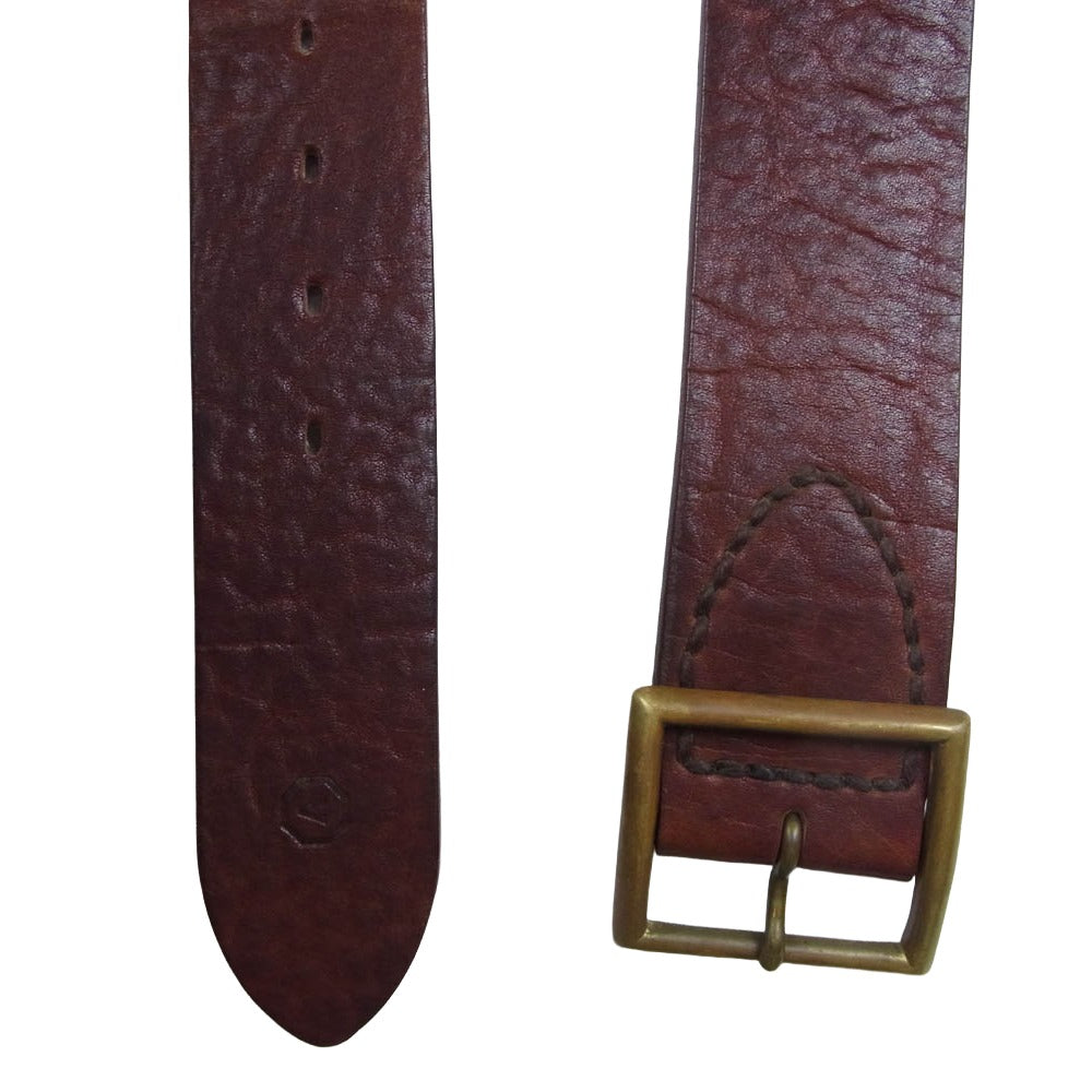 VISVIM ビズビム 13AW 0113203003007 YOGI BELT 50MM ヨギ ベルト 50ミリ スクエア バックル レザーベルト ブラウン系 34【中古】