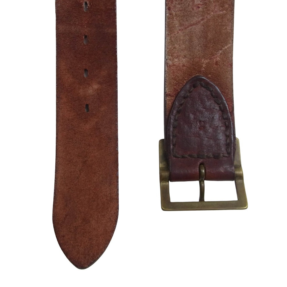 VISVIM ビズビム 13AW 0113203003007 YOGI BELT 50MM ヨギ ベルト 50ミリ スクエア バックル レザーベルト ブラウン系 34【中古】